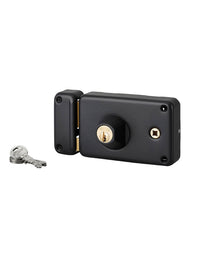 Serratura orizzontale da applicare doppio cilindro con quadro maniglia, sinistra, asse 55mm, 140x88mm, nero, 3 chiavi - THIRARD