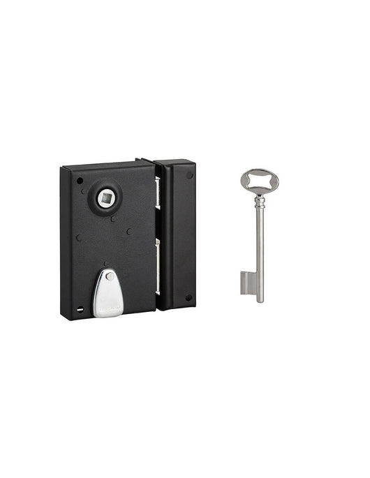 Serratura verticale da applicare con quadro maniglia 7mm, destra, asse 40mm, 110x70mm, nero, 2 chiavi - THIRARD