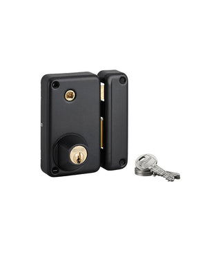 Serratura verticale da applicare doppio cilindro con quadro maniglia, destra, asse 45mm, 75x130mm, nero, 3 chiavi - THIRARD