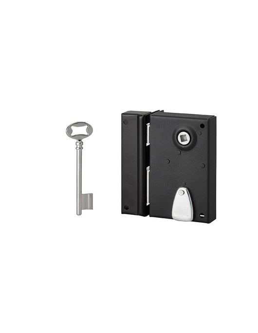 Serratura verticale da applicare con chiave con quadro maniglia 7mm, sinistra, asse 40mm, 110x70mm, nero, 1  chiavi - THIRARD