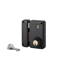 Serratura verticale da applicare doppio cilindro, con quadro maniglia, sinistra, asse 45mm, 75x130mm, nero, 3 chiavi - THIRARD