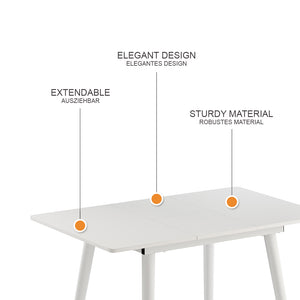 Vicco Tavolo da pranzo Bianco 80 x 70 cm Estensibile