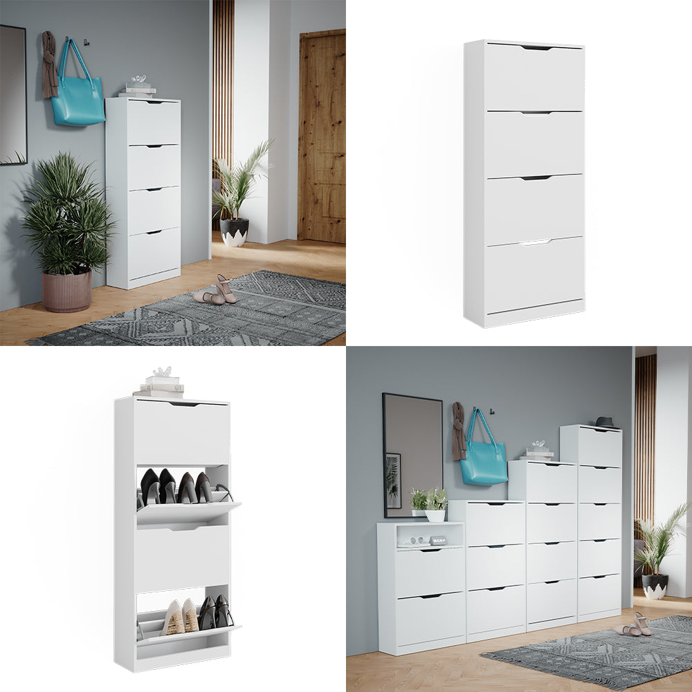 Vicco Scarpiera Bianco 59 x 137 cm con 4 cassetti incernierati