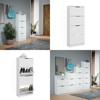 Vicco Scarpiera Bianco 59 x 137 cm con 4 cassetti incernierati