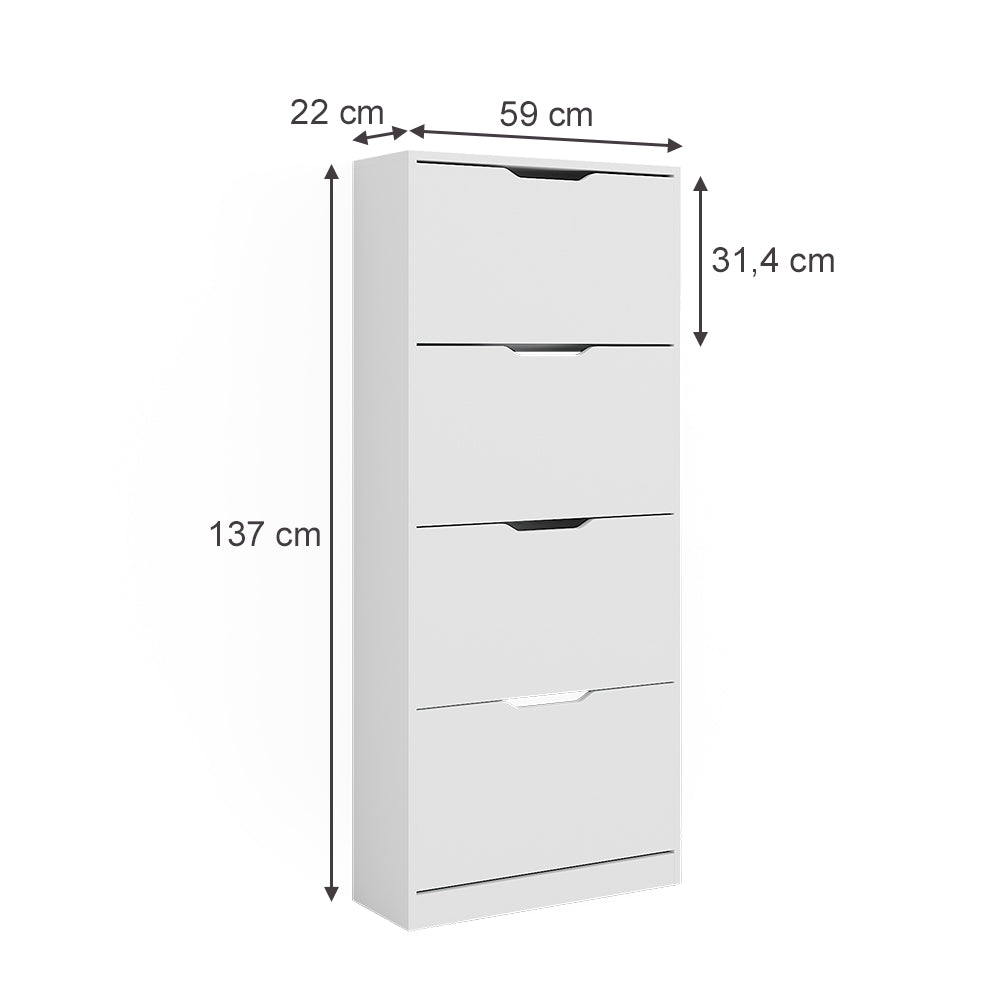 Vicco Scarpiera Bianco 59 x 137 cm con 4 cassetti incernierati