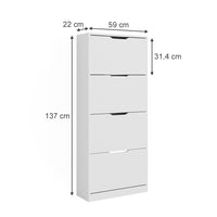 Vicco Scarpiera Bianco 59 x 137 cm con 4 cassetti incernierati