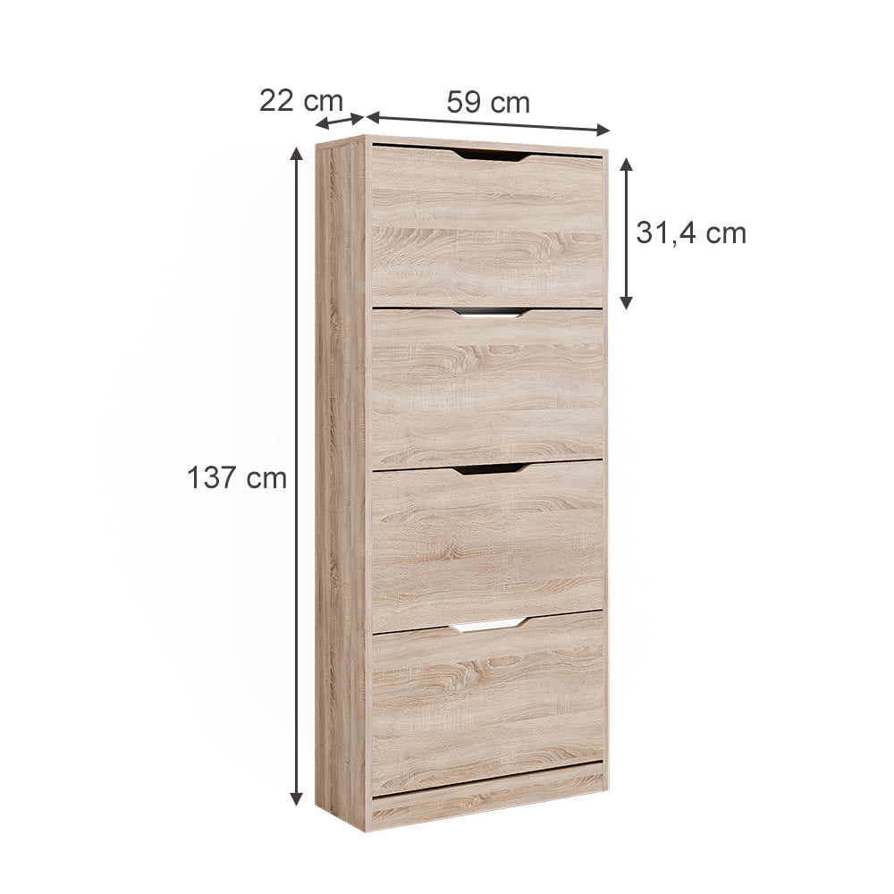 Vicco Scarpiera Sonoma 59 x 137 cm con 4 cassetti incernierati