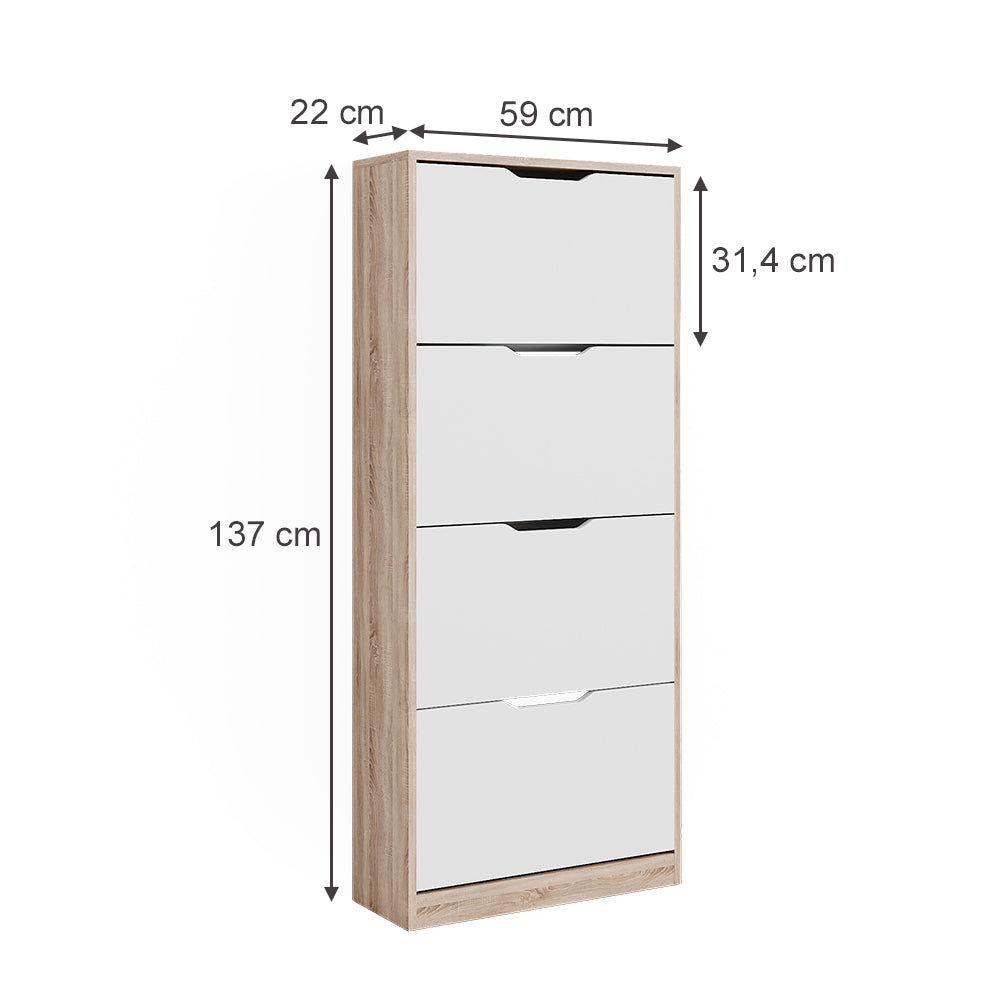 Vicco Scarpiera Sonoma/Bianco 59 x 137 cm con 4 cassetti incernierati
