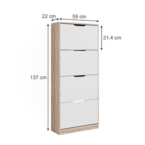 Vicco Scarpiera Sonoma/Bianco 59 x 137 cm con 4 cassetti incernierati