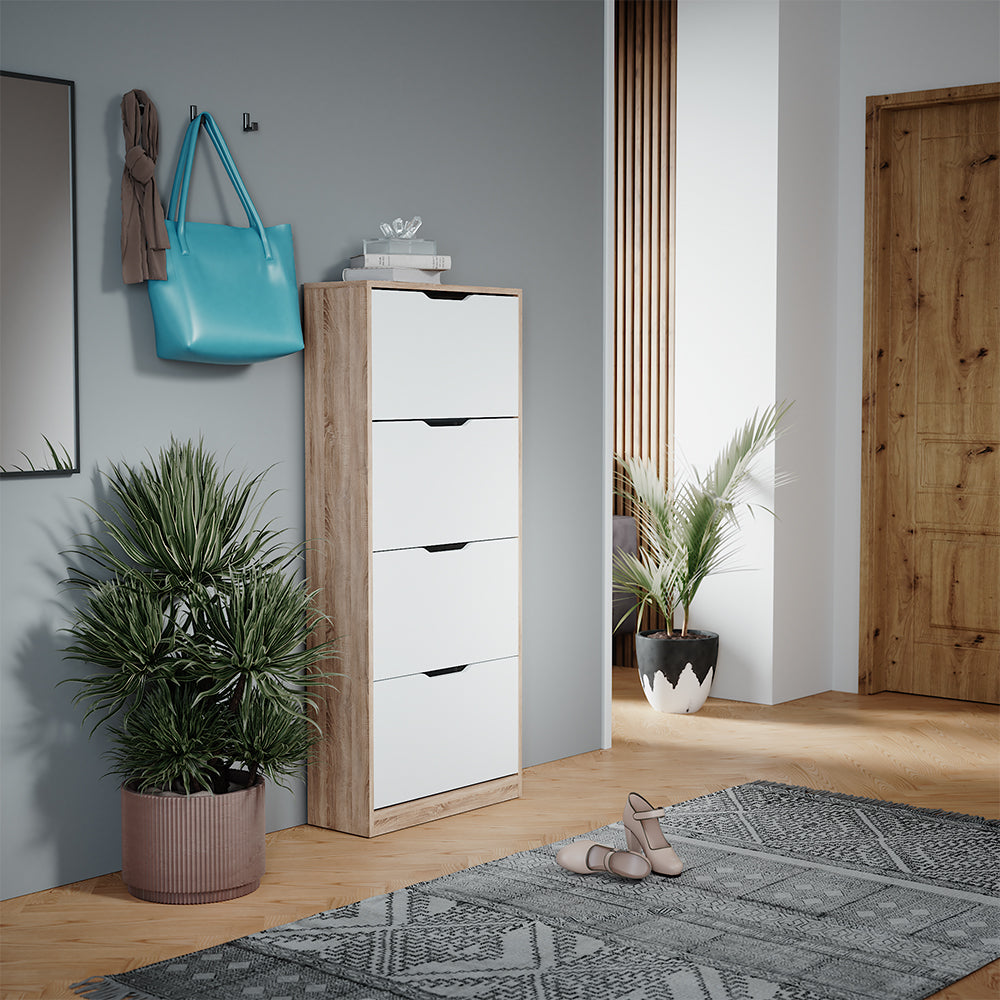 Vicco Scarpiera Sonoma/Bianco 59 x 137 cm con 4 cassetti incernierati