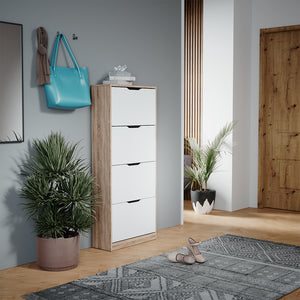 Vicco Scarpiera Sonoma/Bianco 59 x 137 cm con 4 cassetti incernierati