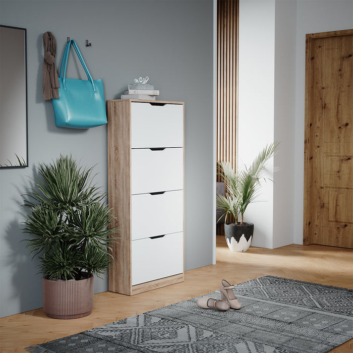 Vicco Scarpiera Sonoma/Bianco 59 x 137 cm con 4 cassetti incernierati