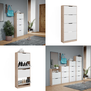 Vicco Scarpiera Sonoma/Bianco 59 x 137 cm con 4 cassetti incernierati