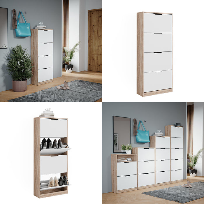 Vicco Scarpiera Sonoma/Bianco 59 x 137 cm con 4 cassetti incernierati