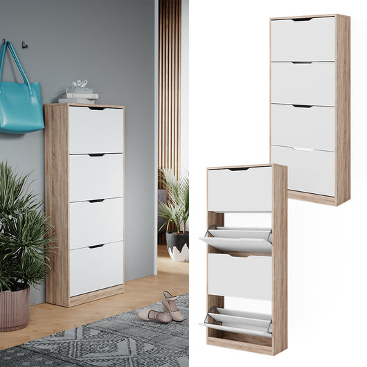 Vicco Scarpiera Sonoma/Bianco 59 x 137 cm con 4 cassetti incernierati