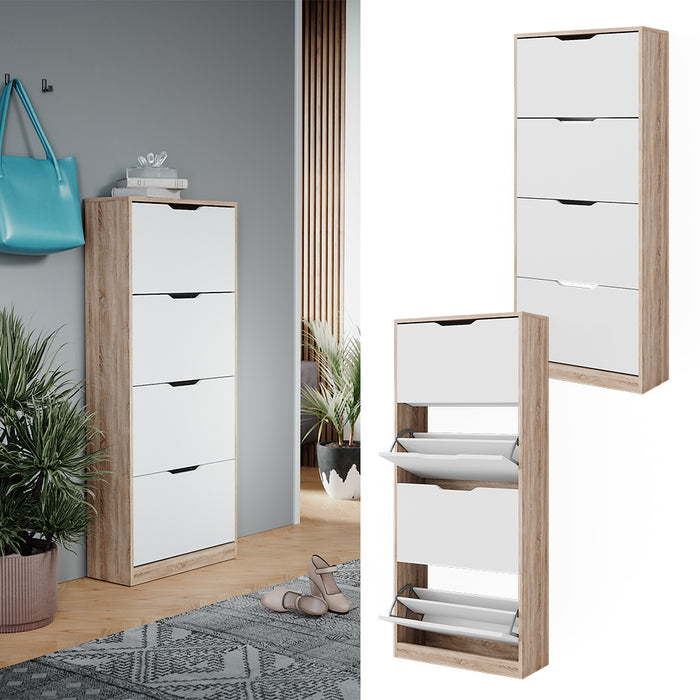 Vicco Scarpiera Sonoma/Bianco 59 x 137 cm con 4 cassetti incernierati