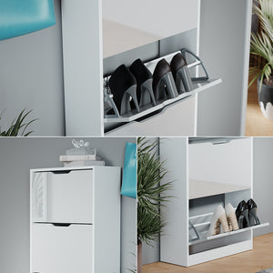 Vicco Scarpiera Bianco/bianco lucido 59 x 137 cm con 4 cassetti incernierati