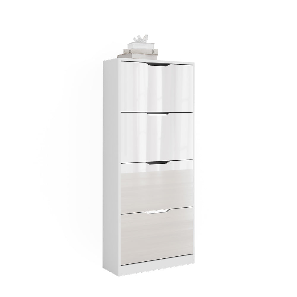 Vicco Scarpiera Bianco/bianco lucido 59 x 137 cm con 4 cassetti incernierati