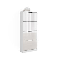 Vicco Scarpiera Bianco/bianco lucido 59 x 137 cm con 4 cassetti incernierati