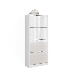Vicco Scarpiera Bianco/bianco lucido 59 x 137 cm con 4 cassetti incernierati