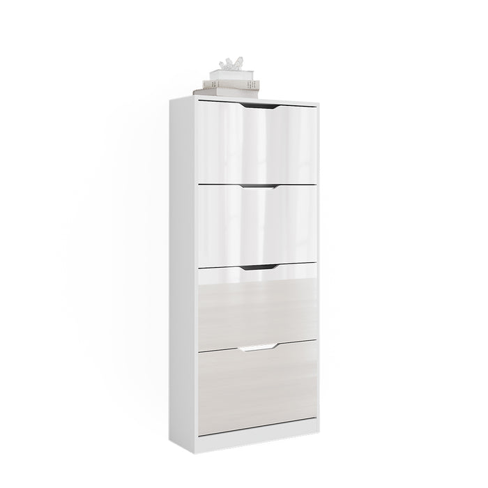 Vicco Scarpiera Bianco/bianco lucido 59 x 137 cm con 4 cassetti incernierati