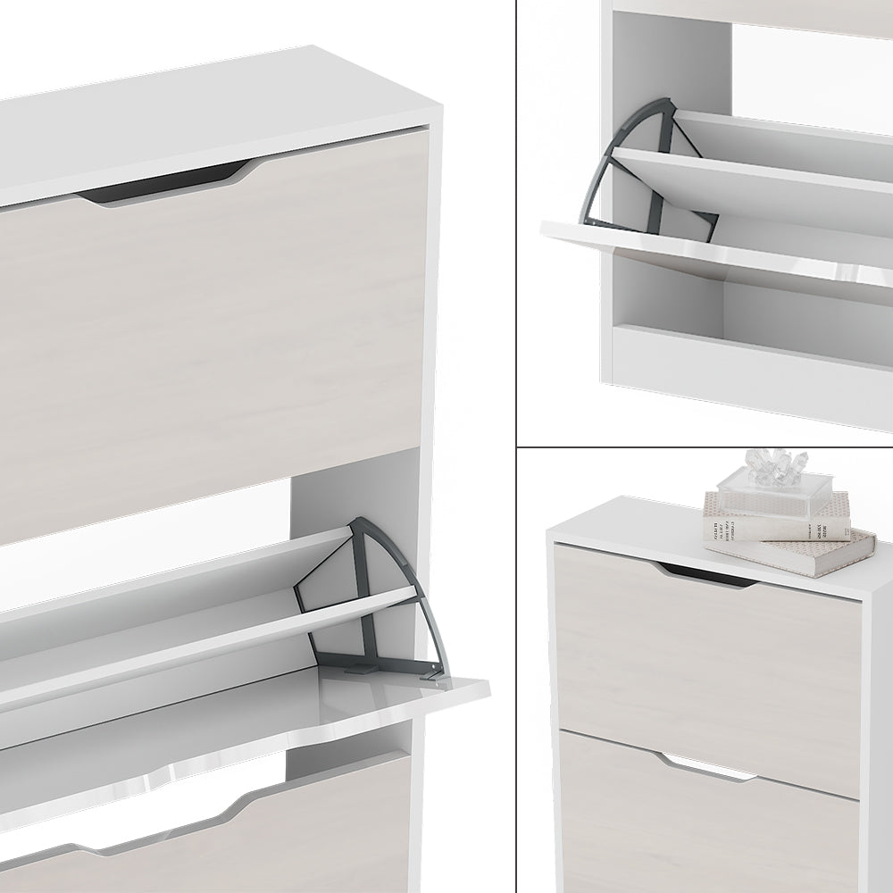 Vicco Scarpiera Bianco/bianco lucido 59 x 137 cm con 4 cassetti incernierati