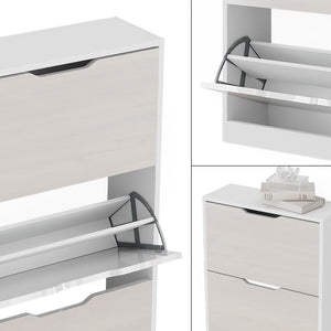 Vicco Scarpiera Bianco/bianco lucido 59 x 137 cm con 4 cassetti incernierati