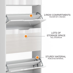 Vicco Scarpiera Bianco/bianco lucido 59 x 137 cm con 4 cassetti incernierati