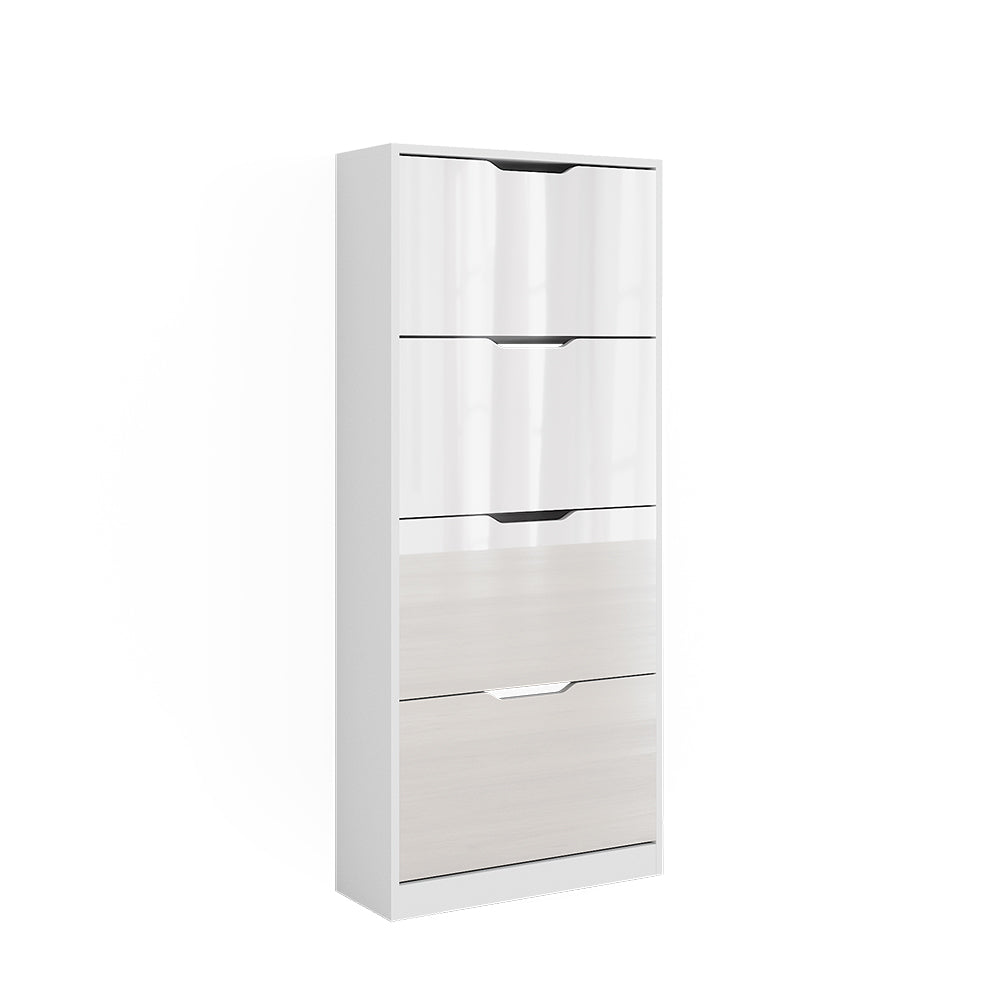 Vicco Scarpiera Bianco/bianco lucido 59 x 137 cm con 4 cassetti incernierati