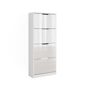 Vicco Scarpiera Bianco/bianco lucido 59 x 137 cm con 4 cassetti incernierati
