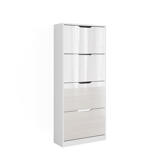 Vicco Scarpiera Bianco/bianco lucido 59 x 137 cm con 4 cassetti incernierati