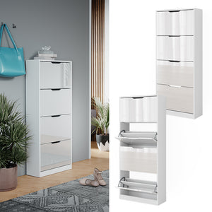 Vicco Scarpiera Bianco/bianco lucido 59 x 137 cm con 4 cassetti incernierati