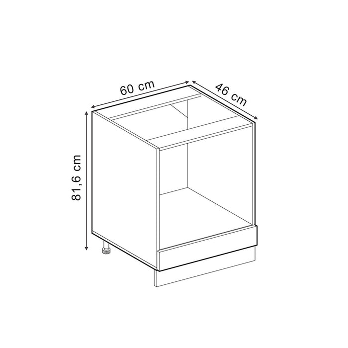 Vicco Base universale Nero lucido 60 cm con grande nicchia, senza piano di lavoro