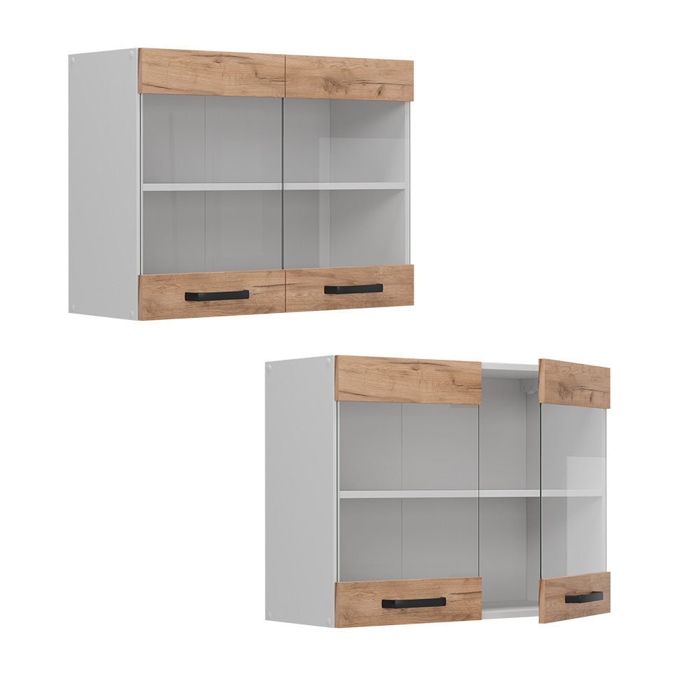 Vicco Mobile da cucina in vetro Quercia dorata 80 cm