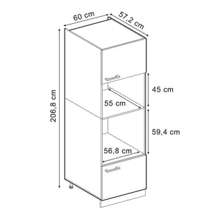 Vicco Dispensa universale Grigio-blu 60 cm con ripiani e ante a giorno