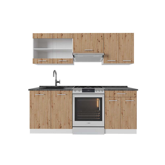 Vicco Cucina componibile Rovere artigianale/bianco 200 cm , PL Antracite