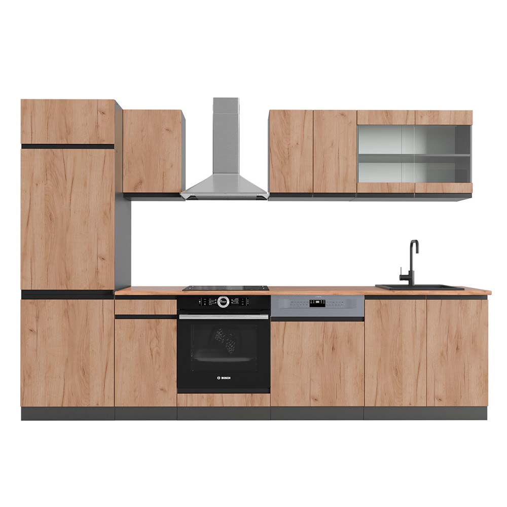 Vicco Cucina componibile Quercia dorata/antracite 300 cm , PL Rovere