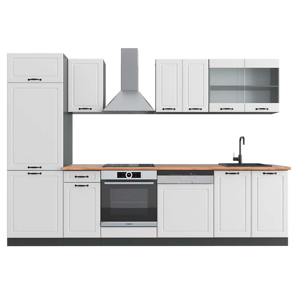 Vicco Cucina componibile Bianco casa di campagna/antracite 300 cm , PL Rovere