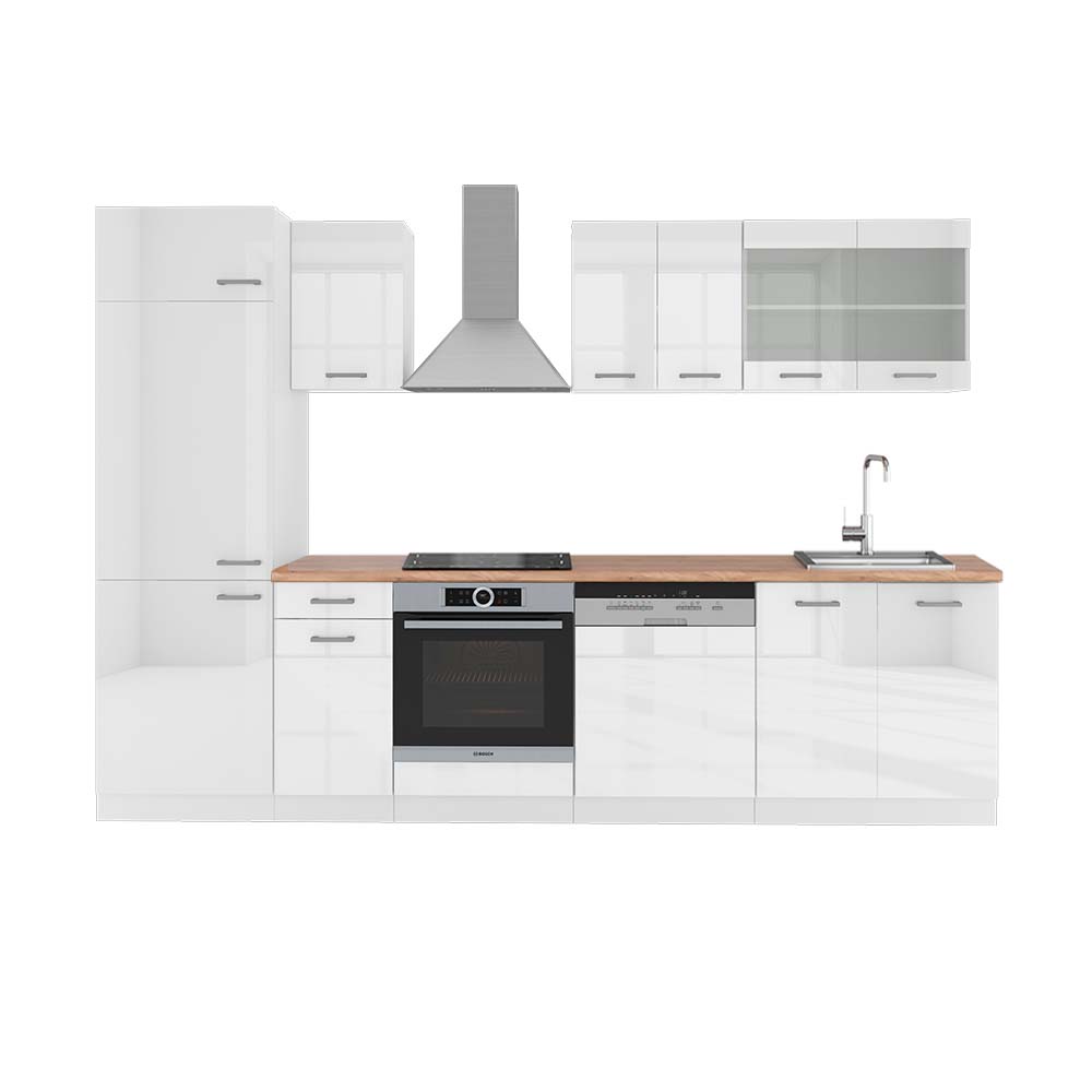 Vicco Cucina componibile Bianco lucido/bianco 300 cm , PL Rovere