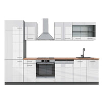 Vicco Cucina componibile Bianco lucido/antracite 300 cm , PL Rovere
