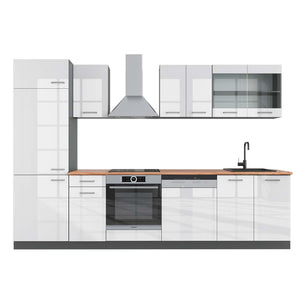 Vicco Cucina componibile Bianco lucido/antracite 300 cm , PL Rovere