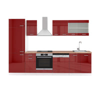 Vicco Cucina componibile Rosso lucido/bianco 300 cm , PL Rovere