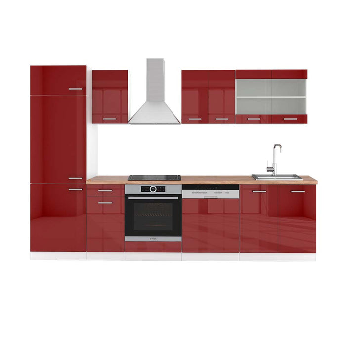 Vicco Cucina componibile Rosso lucido/bianco 300 cm , PL Rovere