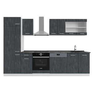 Vicco Cucina componibile Nero cemento/bianco 300 cm PL Antracite