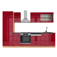 Vicco Cucina componibile Rosso lucido/rovere dorato 300 cm , PL Antracite