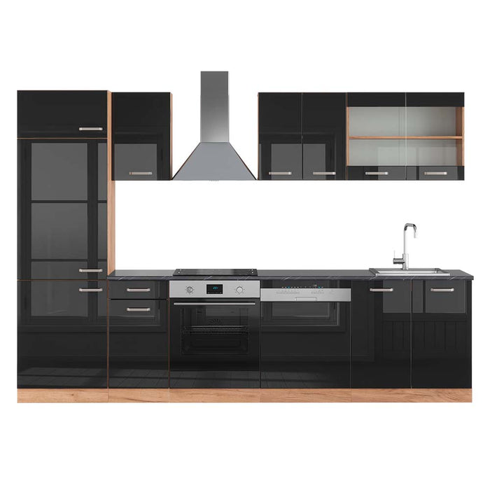 Vicco Cucina componibile Rovere nero/oro lucido 300 cm , PL Antracite