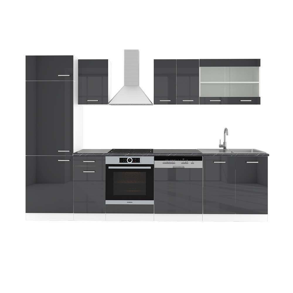 Vicco Cucina componibile Antracite lucido/bianco 300 cm , PL Antracite