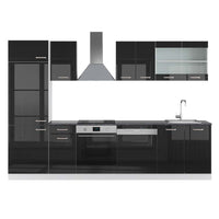 Vicco Cucina componibile Nero lucido/bianco 300 cm , PL Antracite