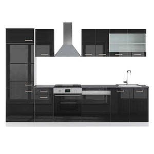 Vicco Cucina componibile Nero lucido/bianco 300 cm , PL Antracite