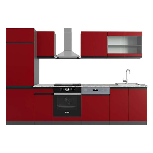 Vicco Cucina componibile Rosso/antracite 300 cm , PL Marmo